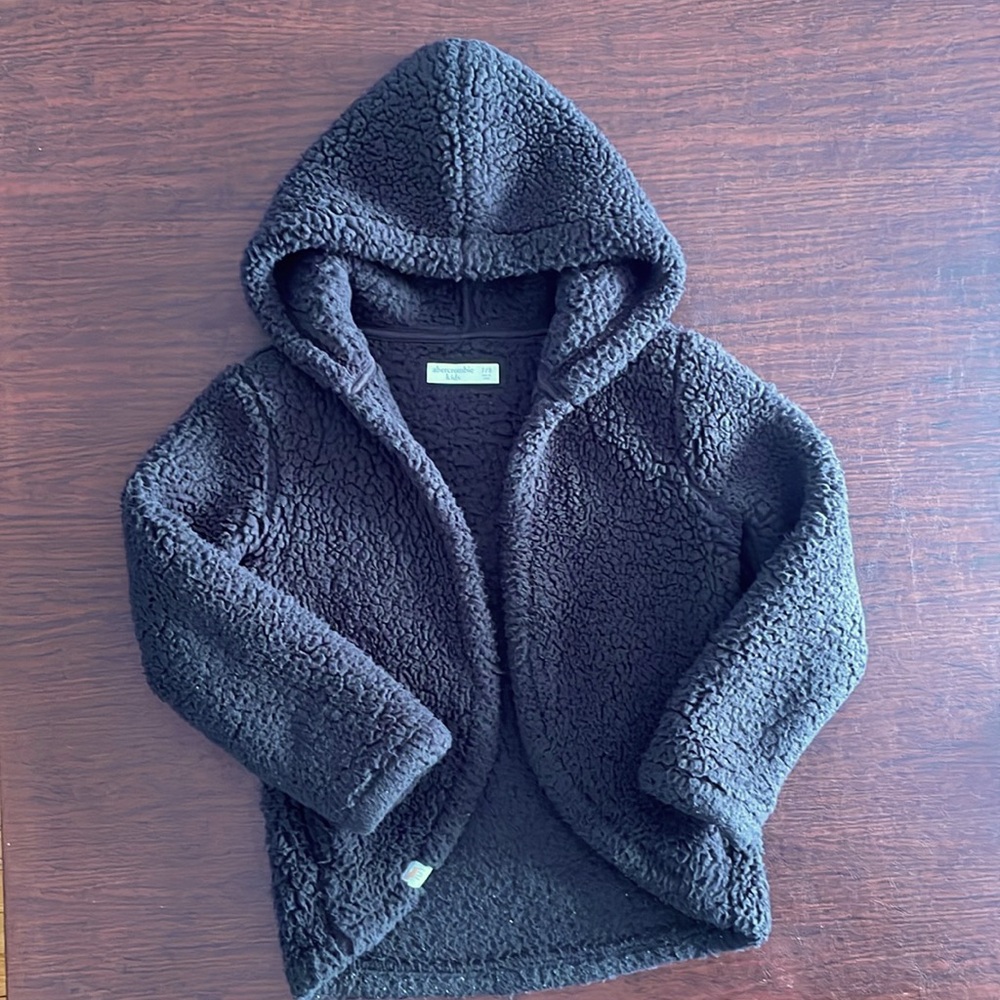 Abercrombie kids cozy sherpa hooded cardigan EUC